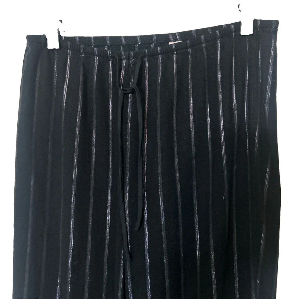 Victoria Secret  Sz S  Black Silver Striped Button Up Pajama Set Cotton Blend
